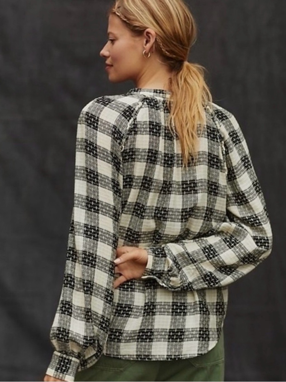 Anthropologie Pilcro Breezy Wool Blend Plaid Button-Down - Picture 2 of 6